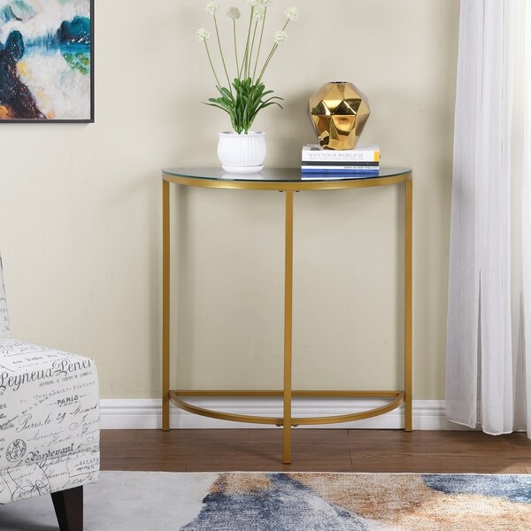 Silver Orchid Love Gold Half Round Console