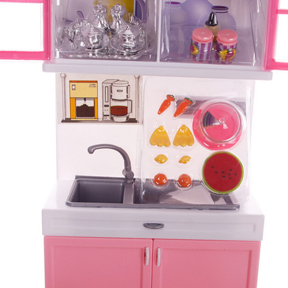 Egmy Xmas Gift Mini Kids Kitchen Pretend Play Cooking Set Cabinet Stove Girls Toy