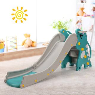 Costway 4-in-1 Kids Climber Slide Play Set with Basketball Hoop and Toss Toy Indoor and Outdoor TY327762GN