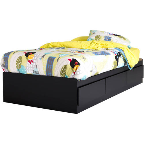 South Shore Vito 3-Drawer Storage Bed, Twin, Pure Black