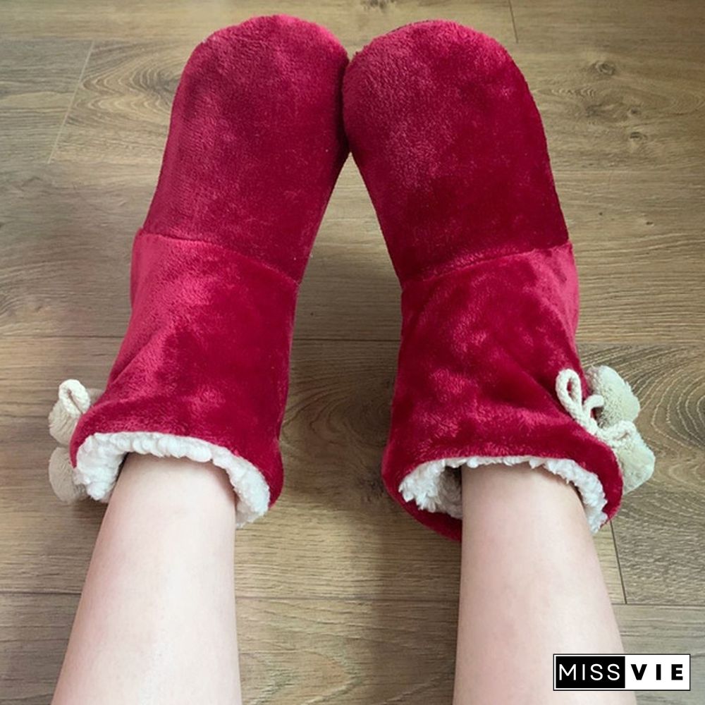 Women Indoor Slippers Warm Plush Lovers Home Slipper Soft Winter Warm House Slippers Velvet Ball Women Bedroom Slippers