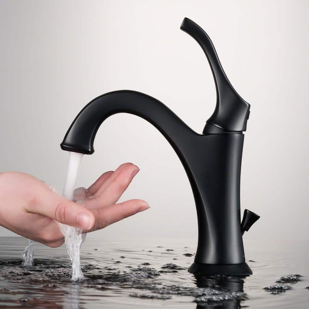 KRAUS Arlo Single Hole Single Handle Bathroom Faucet in Matte Black