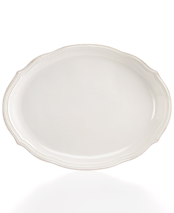 Lenox Dinnerware French Perle Bead White Oval Platter