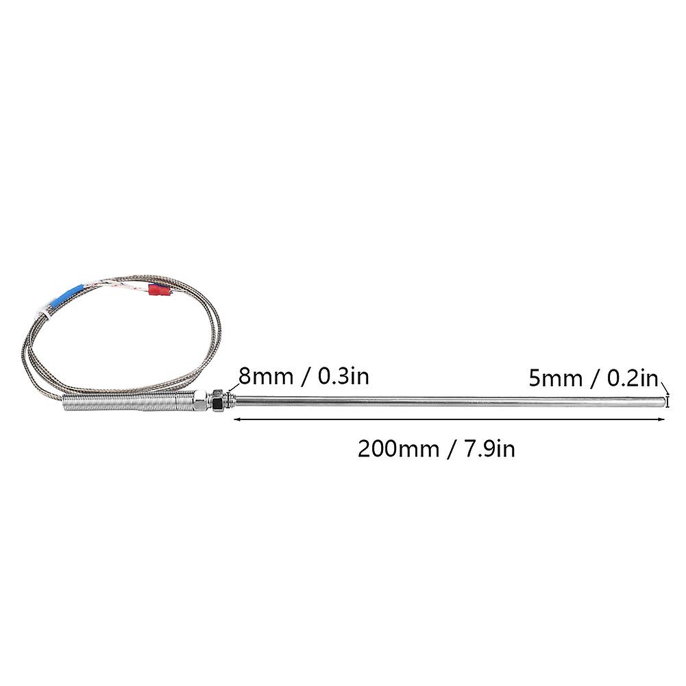 M8 Thread Type K Thermocouple 200mm Probe Temperature Sensor Wire 0-400 (1 M)