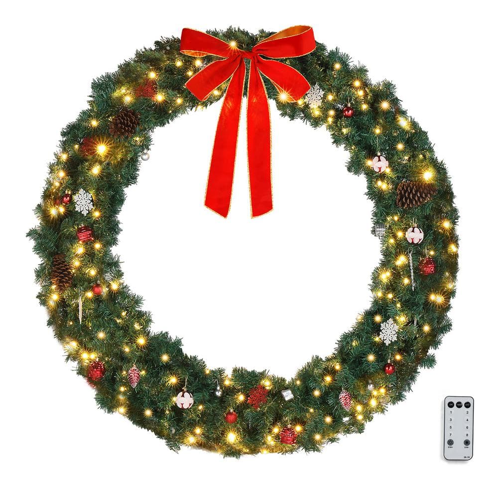 60 in. Pre-lit LED Artificial Christmas Garland with Red Bow 326121641718