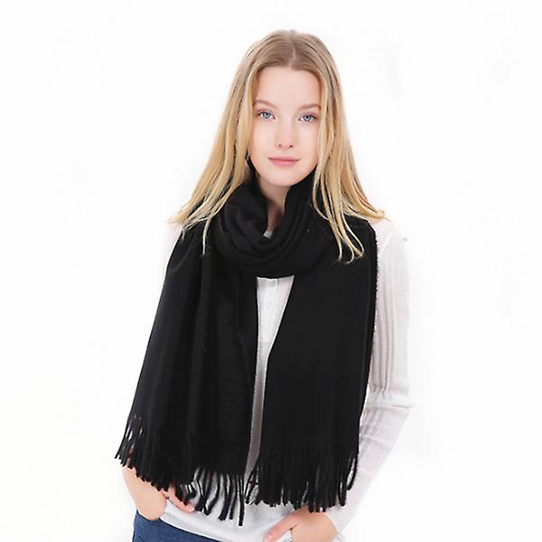 Women's Scarf Winter Warm Long Thickened Pure Shawl Black