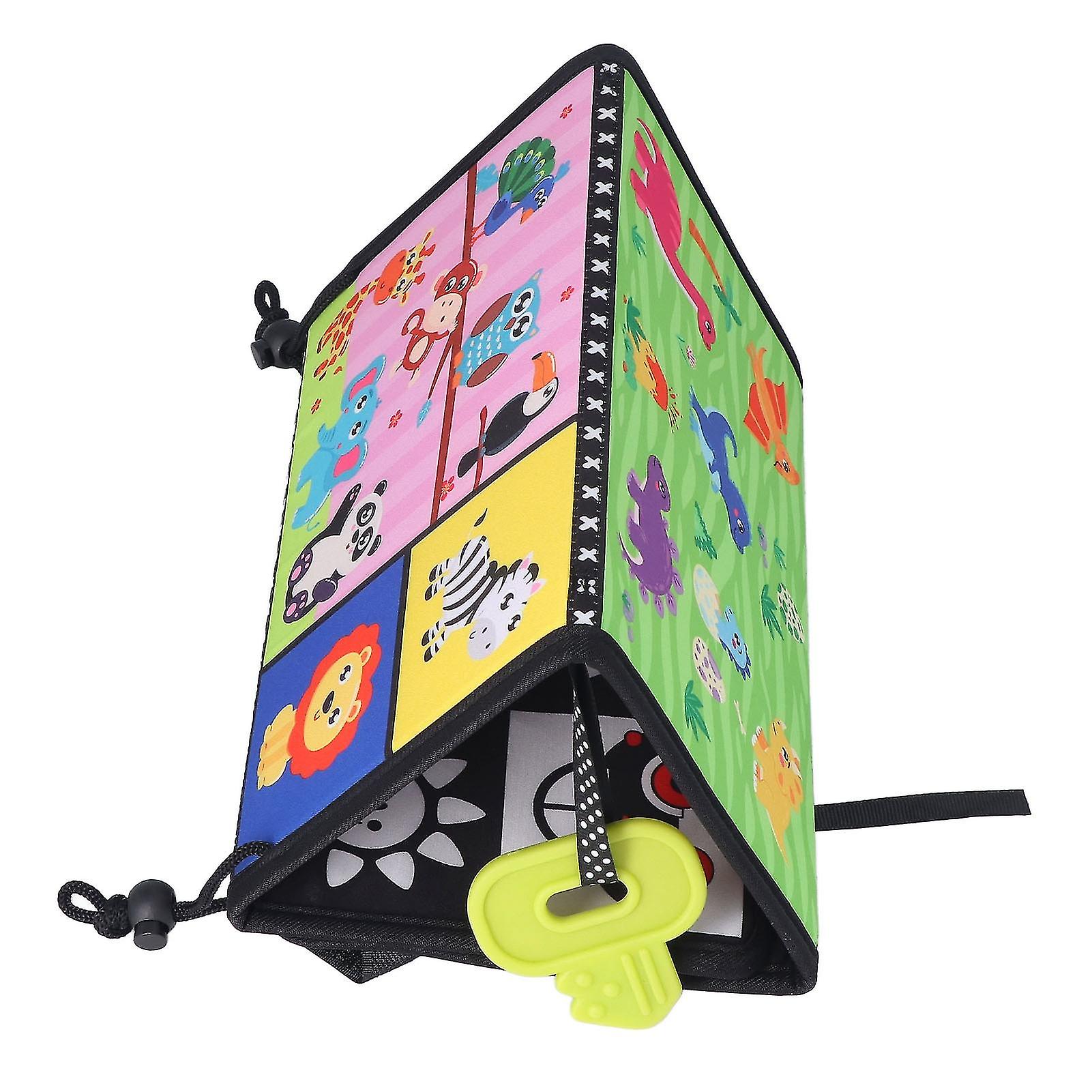Baby Cloth Book Foldable Funny Early Education Cognition Ring Paper High Contrast Infant Cloth Book Mirror Toys