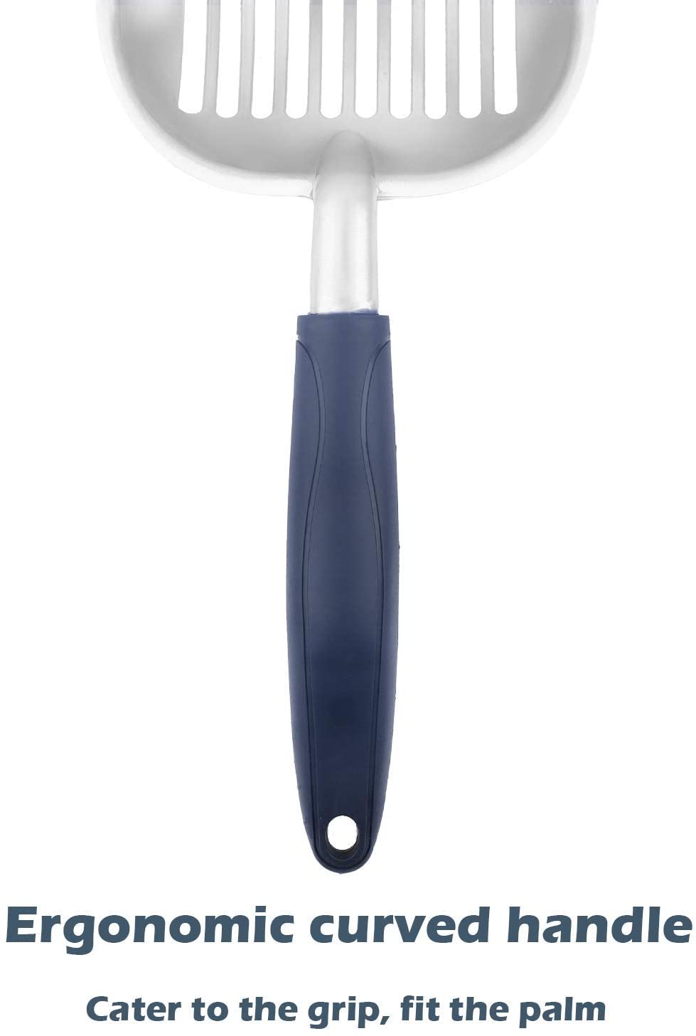 Cat Litter Scoop， Metal， Rubber Handle， Blue