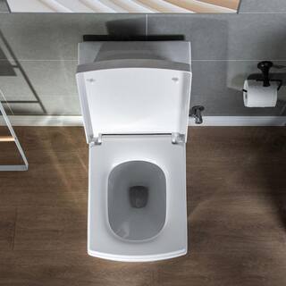 WOODBRIDGE TAOZI 1-piece 1.1 GPF1.6 GPF High Efficiency Dual Flush Square Elongated Toilet in White with Soft Closed Seat Included HB0920-A