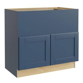 Home Decorators Collection Washington Vessel Blue Plywood Shaker Stock Assembled Base Kitchen Cabinet Soft Close 36 in. x 34.5 in. x 24 in. FSB36-WVB