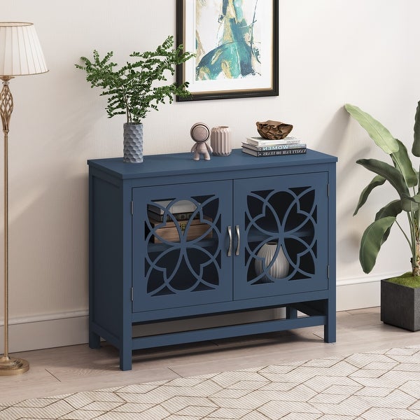 Wood Accent Buffet Sideboard Storage Cabinet with Adjustable Shelf