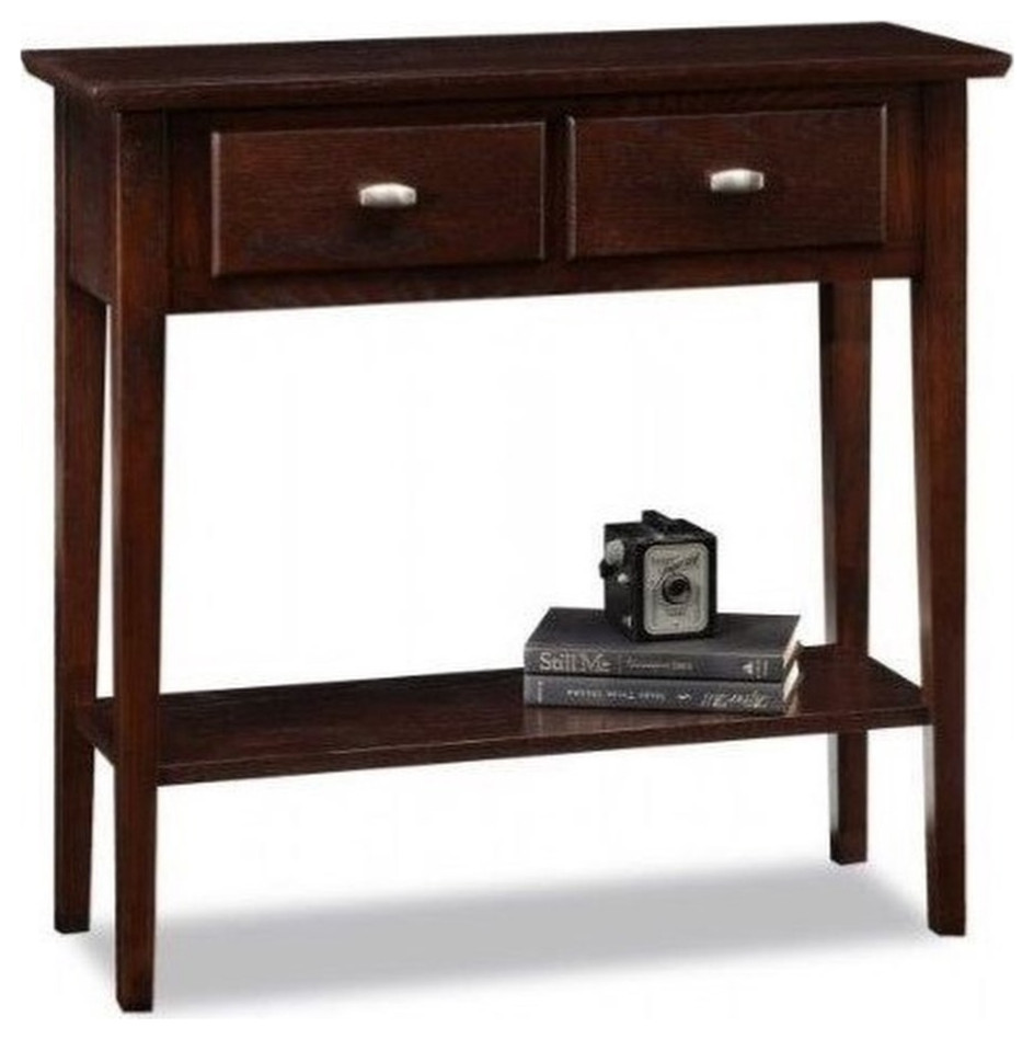 Leick Furniture Hall Wood Console Sofa Table in Chocolate Oak Finish   Transitional   Console Tables   by Homesquare  Houzz