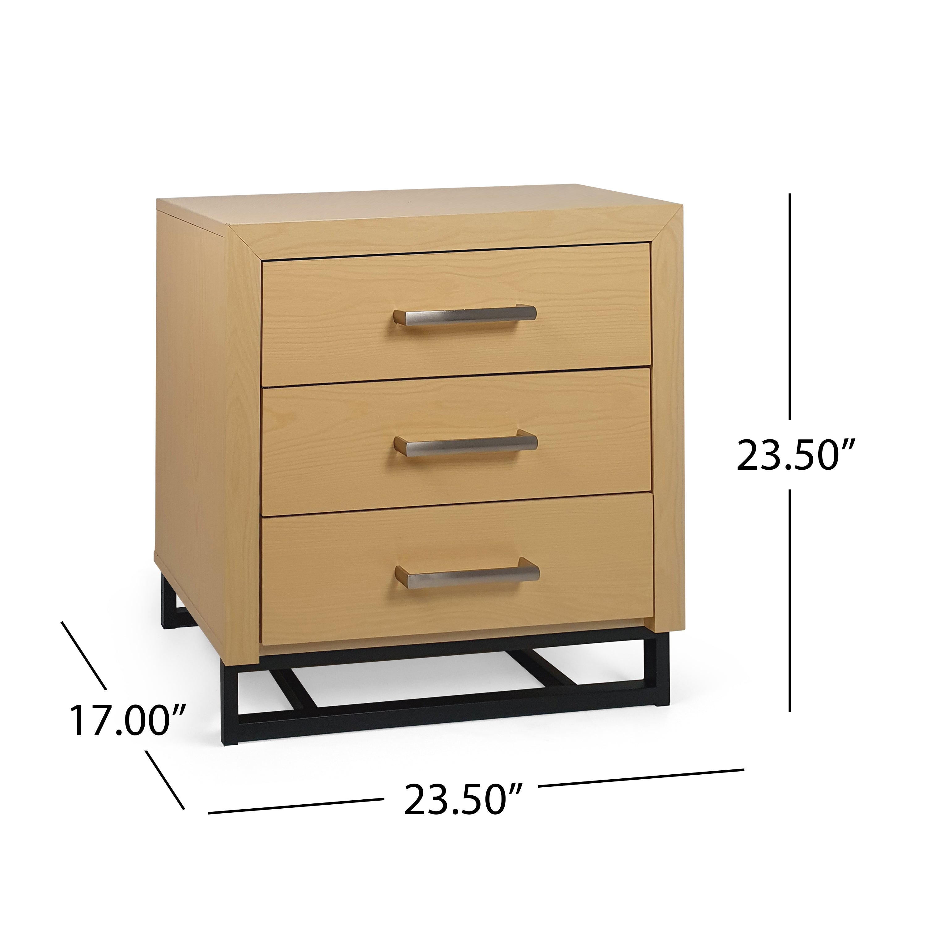 Borah Contemporary Faux Wood 3 Drawer Nightstand