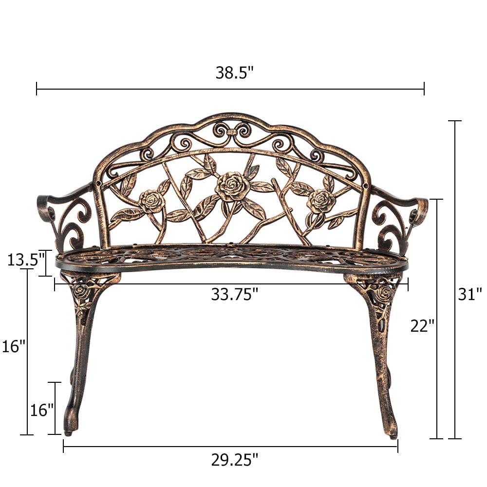 Ktaxon Outdoor Patio Park Bench Courtyard Leisure Rose Cast Aluminum, Bronze