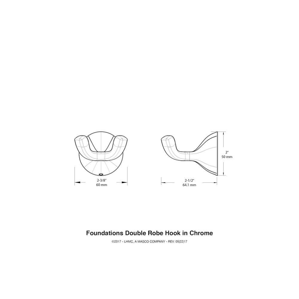 Delta Foundations Double Towel Hook in Chrome FND35-PC