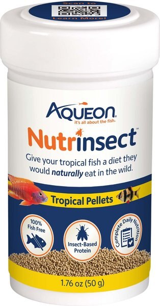 Aqueon Nutrinsect Fish Food Tropical Pellets， 1.76-oz