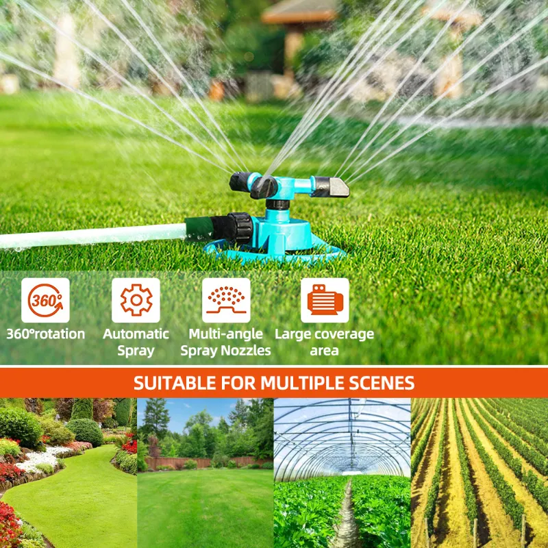 Garden Irrigation Sprinklers 360 Degree Rotating Water Sprayer 3 Arms Nozzles Garden Irrigation Tools Watering Grass Lawn