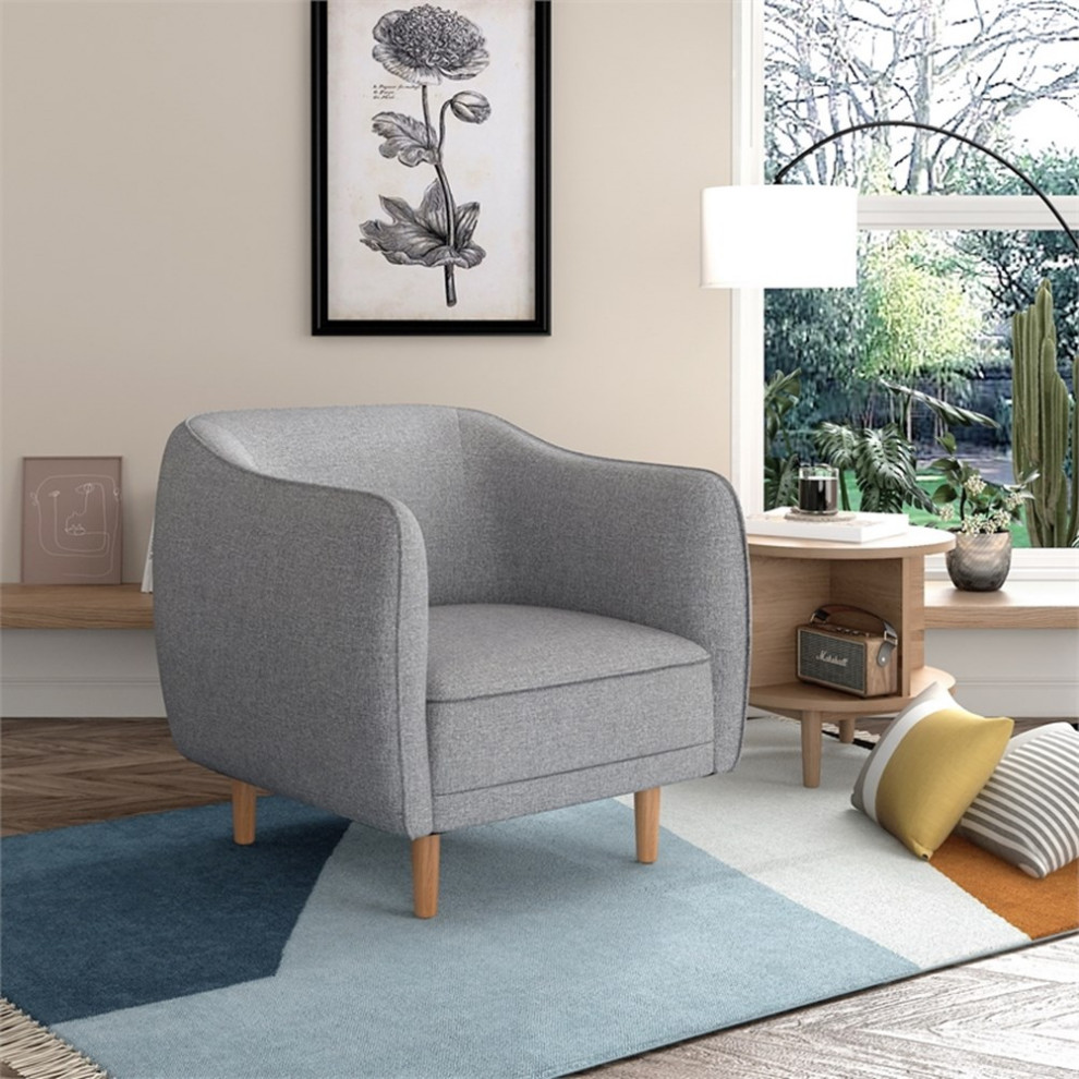 Homycasa Fabric Upholstered Contemporary Style Straight Sofa in Gray   Midcentury   Armchairs And Accent Chairs   by Homesquare  Houzz