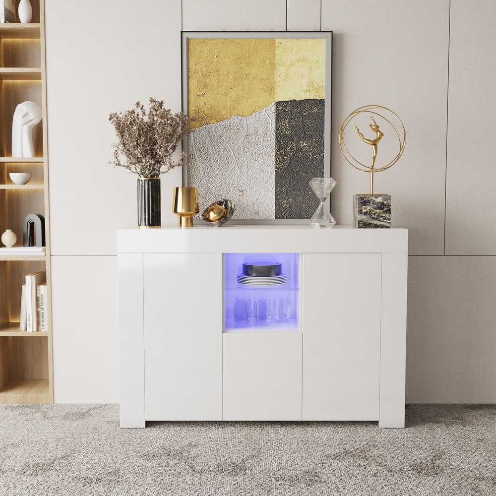 Modern Sideboard Storage Cabinet with LED Light