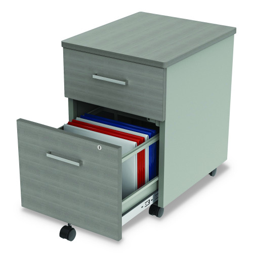 Linea Italia Urban Mobile File Pedestal， Left or Right， 2-Drawers: Box/File， Legal/A4， Ash， 16