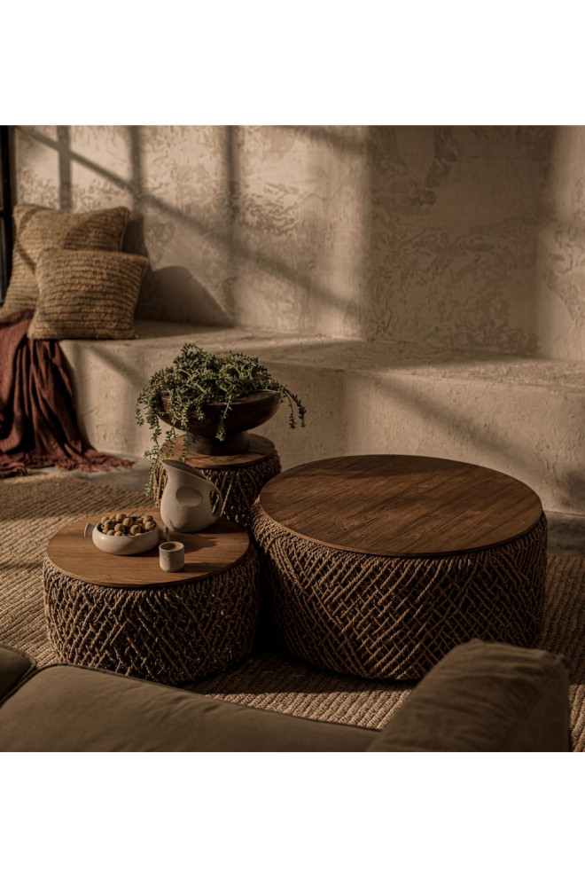 Round Woven Abaca Coffee Table Set  3  dBodhi Knut   Contemporary   Coffee Tables   by Oroa   Distinctive Furniture  Houzz