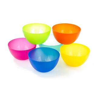 LEXI HOME 32 fl. oz Assorted Colors Reusable Plastic Cereal Bowls (Set of 6) MW1912