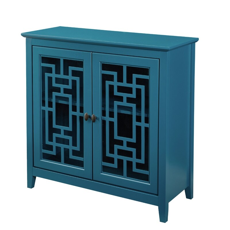 Teal Blue Storage Sideboard Cabinet Buffet with 2 Doors