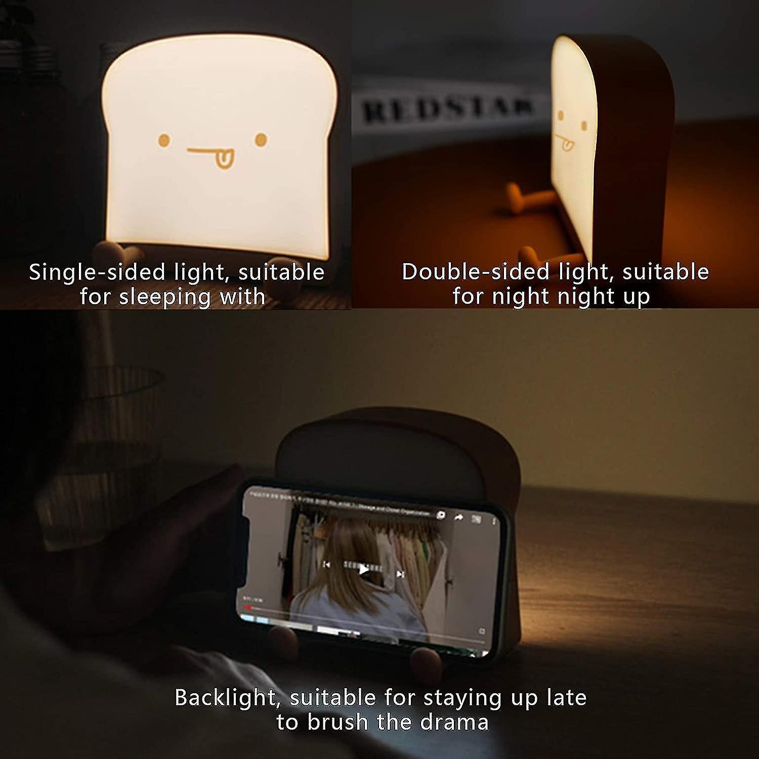 Liangnv Cute Night Light Toast Bread Led Night Lamp With Rechargeable And Timer， Portable Bedroom Be