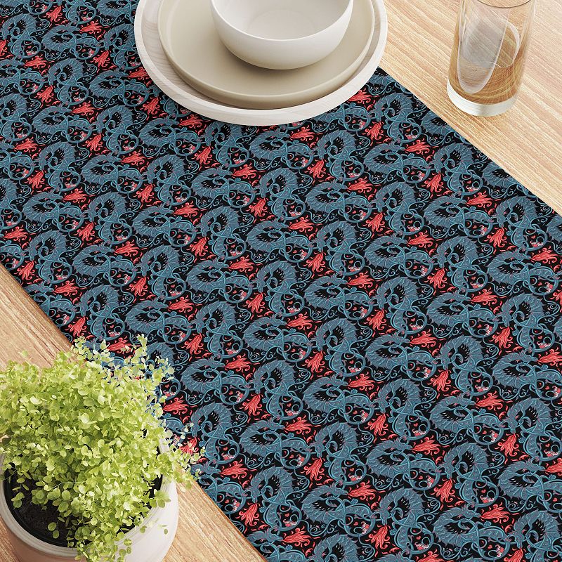 Table Runner， 100% Cotton， 16x108， Floral 30