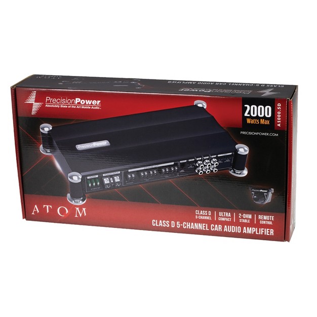 Precision Power Atom Series A1000 5d 2 000 watt max 5 channel Digital Power Class d Audio Amplifier With Wired Remote