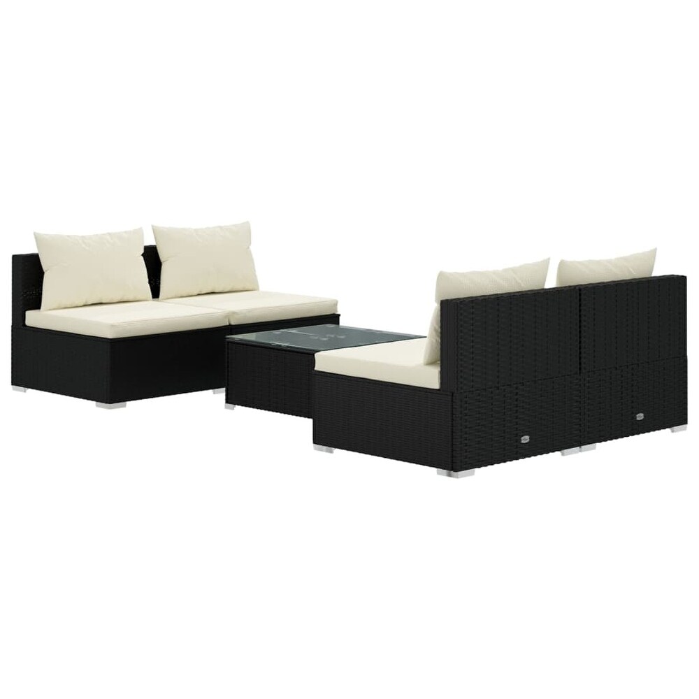 vidaXL Patio Lounge Set Outdoor Sectional Sofa Set Table Garden Poly Rattan