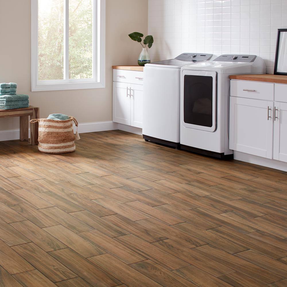 Daltile Baker Wood Walnut 6 in. x 24 in. Glazed Porcelain Floor and Wall Tile (392.85 sq. ft.Pallet) BK10624HDPL1PR