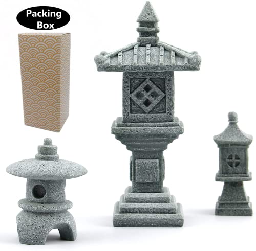 Miniature Fairy Garden Decoration Set,3 Japanese Lantern,10 Stepping Stone Mini Fairy Decor for Garden & Patio Micro Landscape Yard Bonsai Decoration