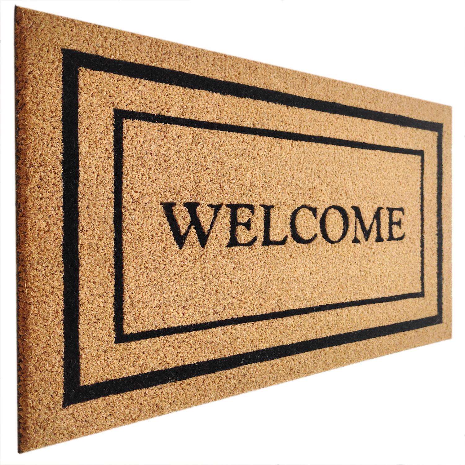 First Concept 30 in. L X 18 in. W Black/Brown Welcome Coir Door Mat