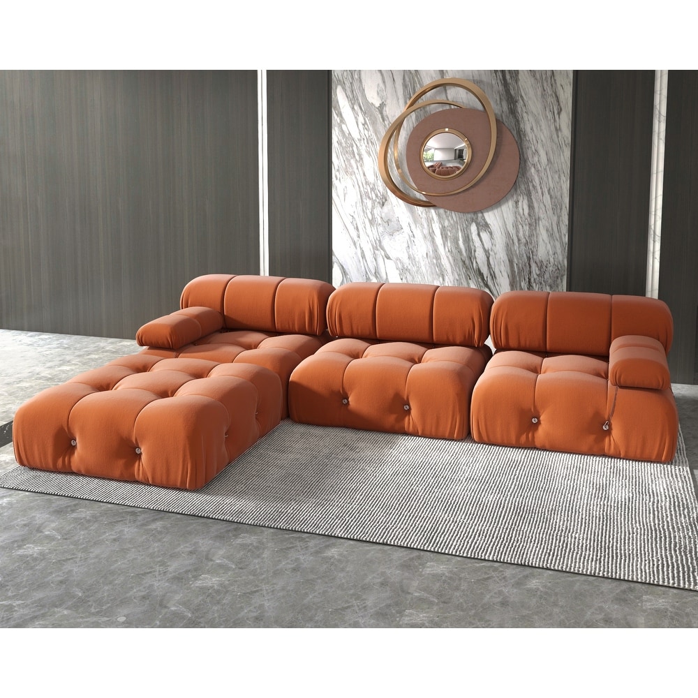 Modern Velvet Upholstered Large Modular Sectional Sofa