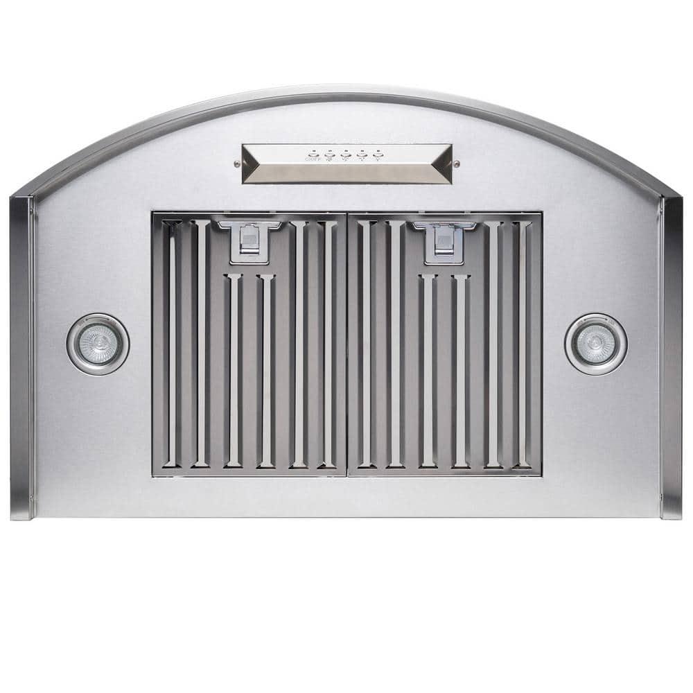 AKDY 30 in Convertible Kitchen Wall Mount Range Hood with Lights in Brushed Stainless Steel