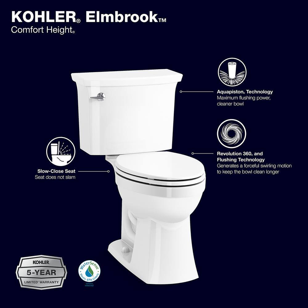 KOHLER Elmbrook Complete Solution 2-piece 1.28 GPF Single Flush Elongated Toilet in. White (Seat Included ) 33201-0