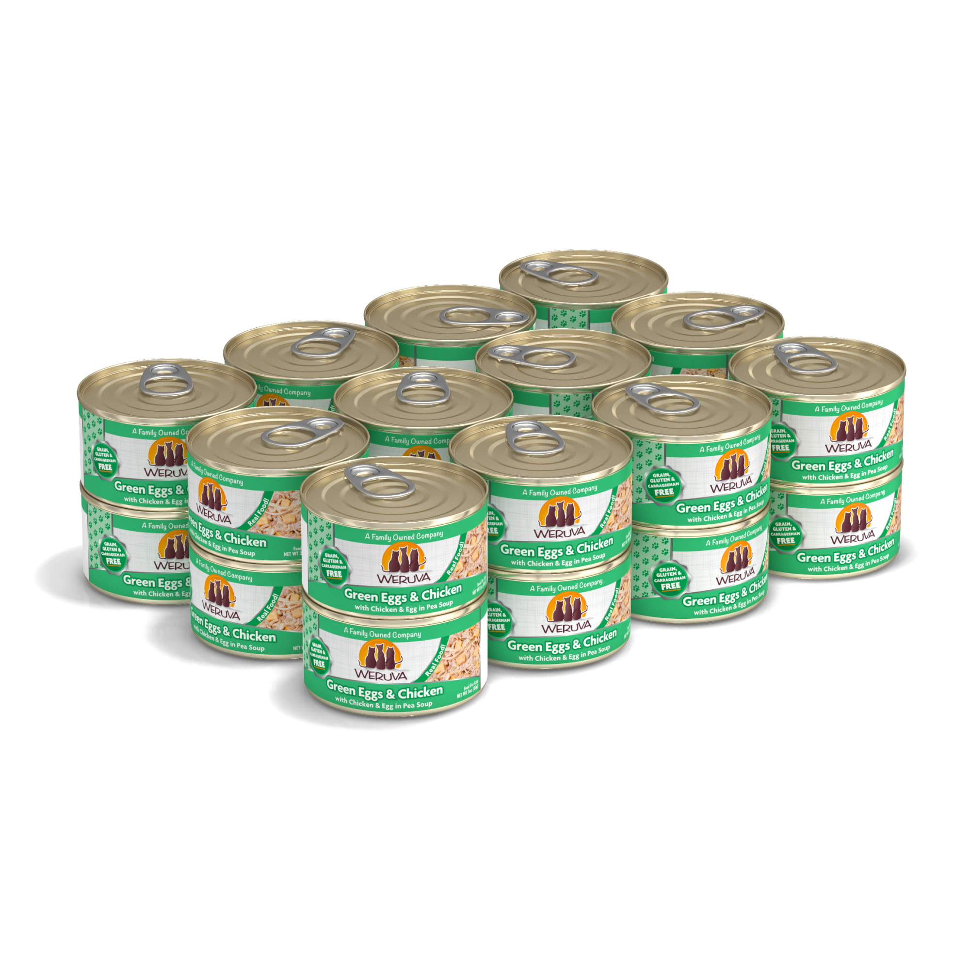 WERUVA Classics Chicken， Egg amp; Greens in Pea Soup Wet Cat Food， 3 oz.， Case of 24