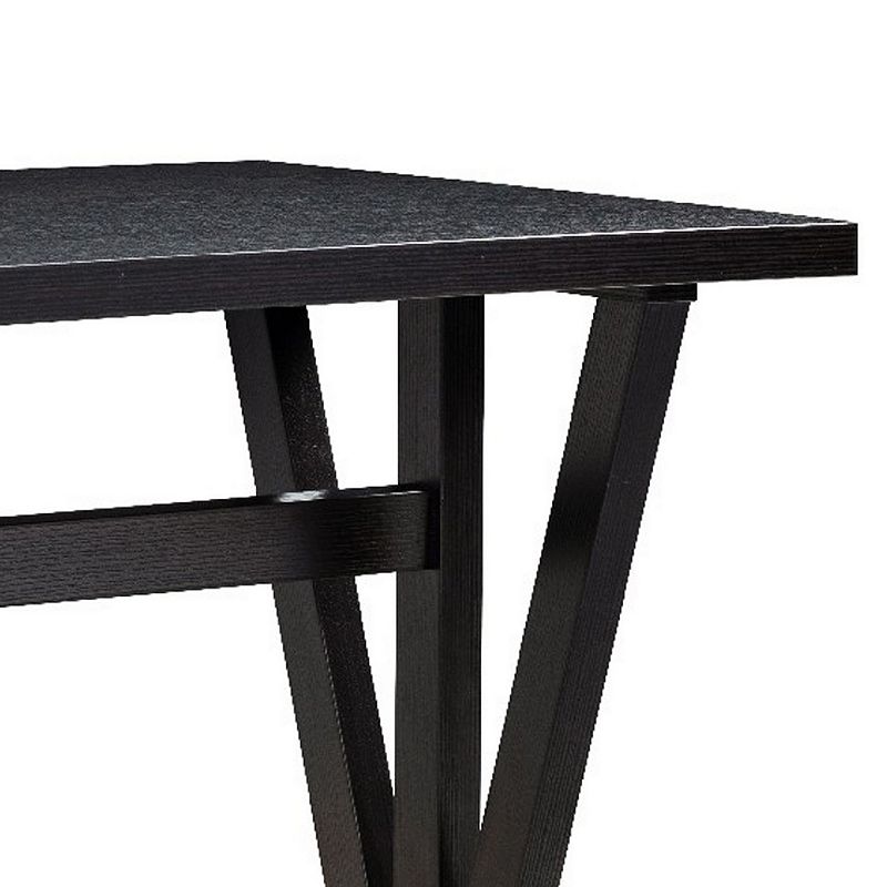 47 Inch Ethan Collection Wood Dining Table， V Shaped Legs， Trestle， Dark Brown