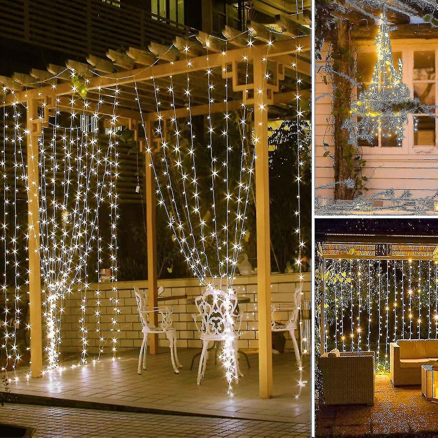 Window Curtain String Light ，300 Led 8 Lighting ，modes Lights Remote Control Usb Powered Waterproof