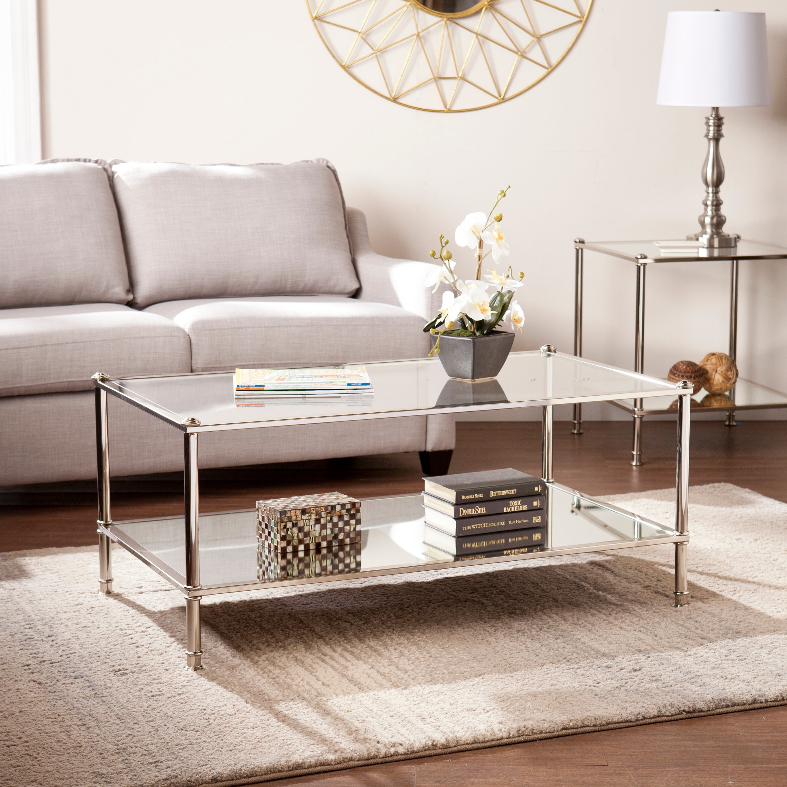 SEI Furniture Pullman Glass Top Coffee Table