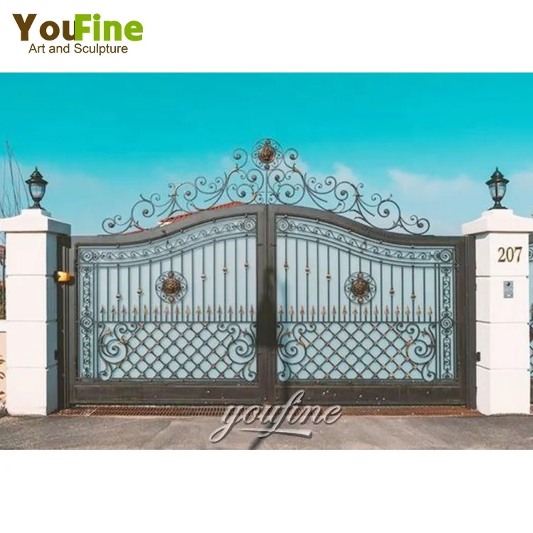 Custom Good Quality House Main Wrought Iron Gate Design