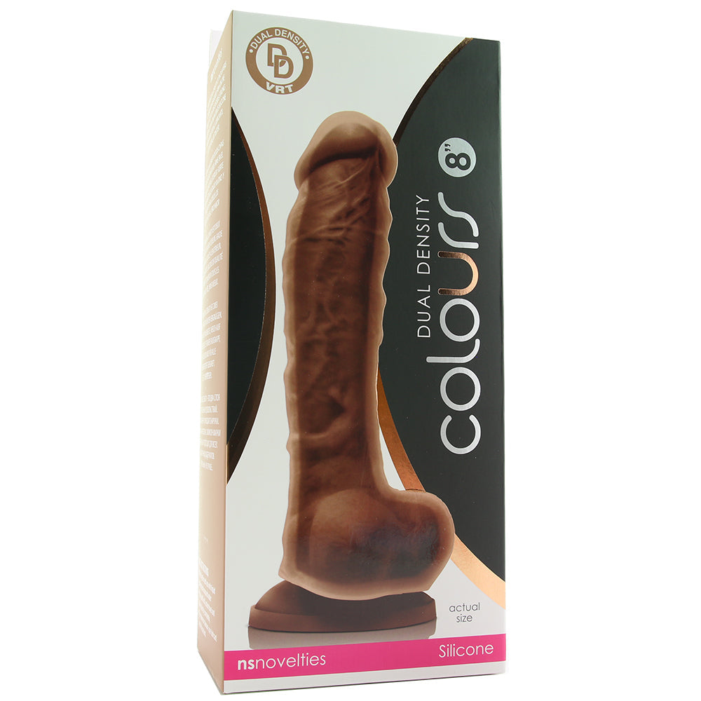 Colours 8 Inch Dual Density Silicone Dildo in Brown