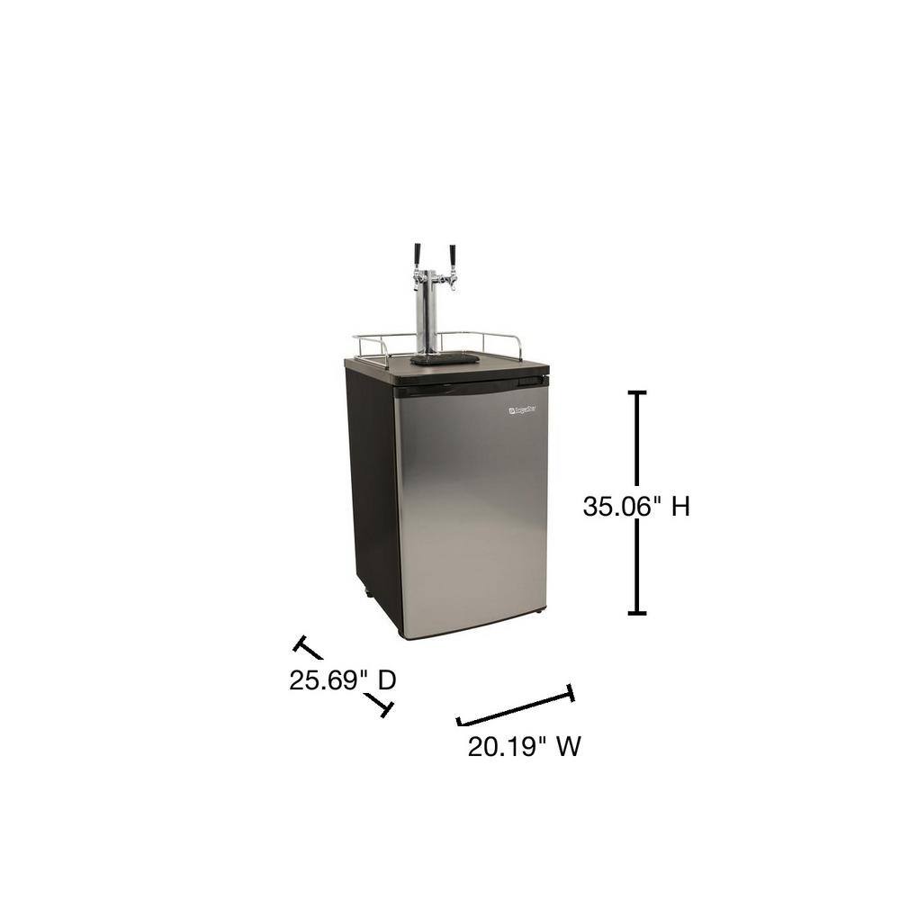 EdgeStar Twin Tap 20 in. Full Size Beer Keg Dispenser with Low Temperature Settings in Stainless Steel KC2000SSTWIN