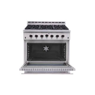 NXR Entree Bundle 36 in. 5.5 cu. ft. Pro-Style Gas Range with Convection Oven and Range Hood in Stainless Steel and Black NK3611EHBD