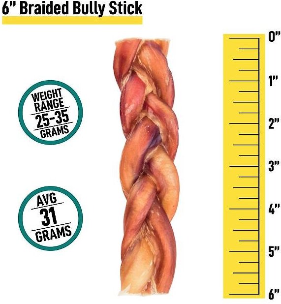 HOTSPOT PETS Thin Braided Premium 6-in Bully Sticks Dog Treats