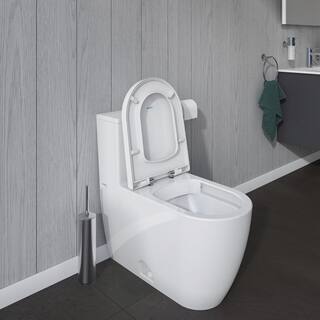 Duravit ME by Starck 1-piece 1.28 GPF Single Flush Elongated Toilet in White Seat Included D4201900