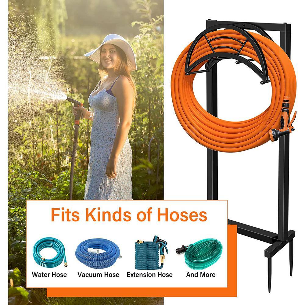 Cubilan Garden Hose Holder for Outside Rustproof Freestanding Hose Stand Heavy-Duty Hose Holder Holds 34 in. x 125 ft. B0B668YTLZ