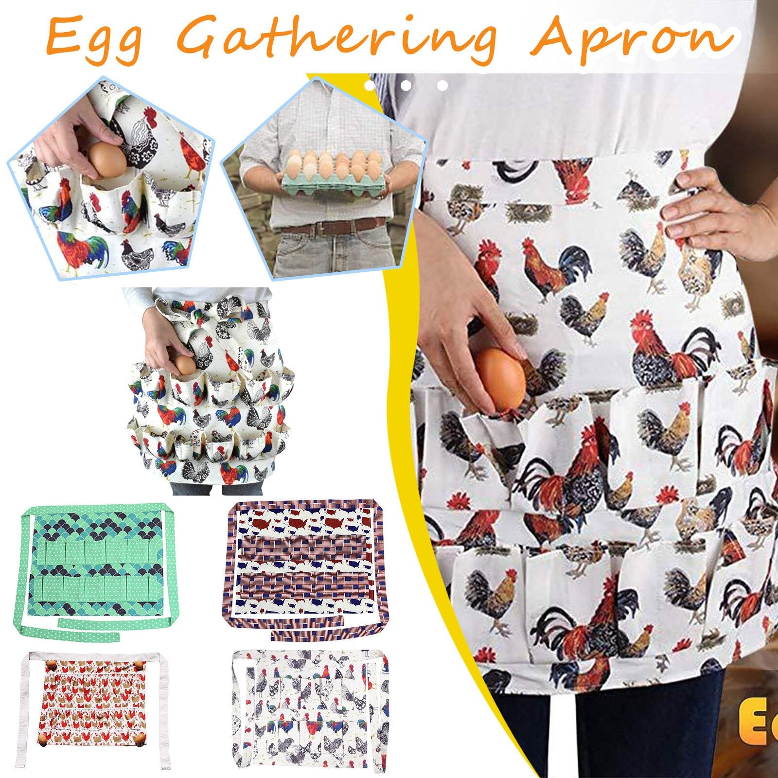 Eggs Collecting Gathering Holding Apron for Chicken Hense Duck Goose Eggs Housewife Farmhouse Kitchen Home Workwear