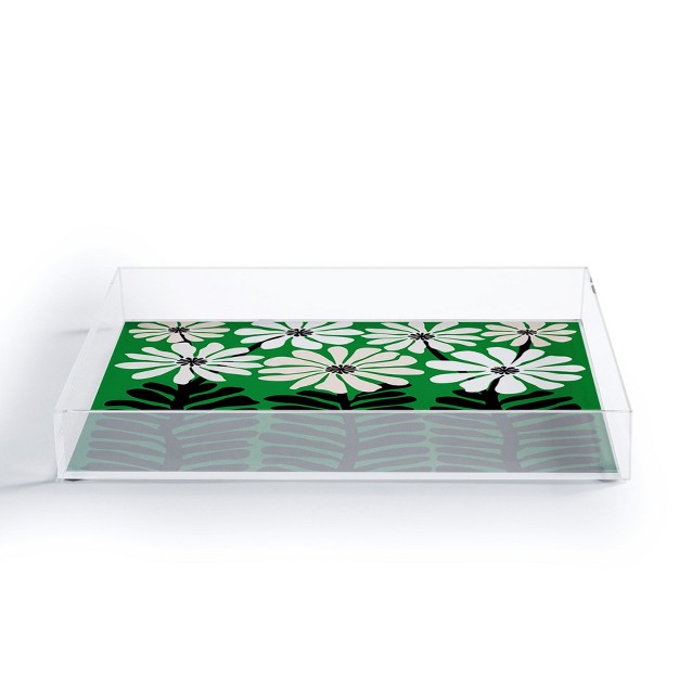 Modern Tropical Mod Flower Garden Black White Acrylic Tray Deny Designs